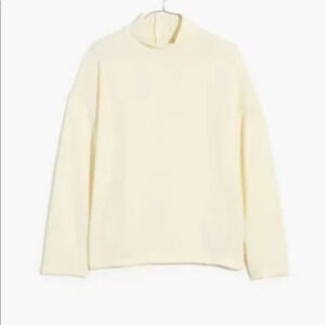 Madewell mockneck button back top antique cream